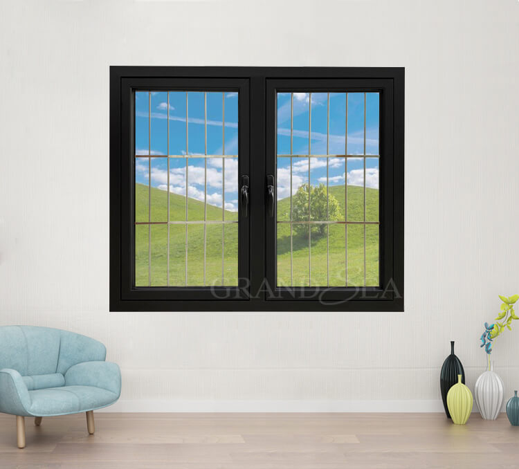 black aluminum casement window