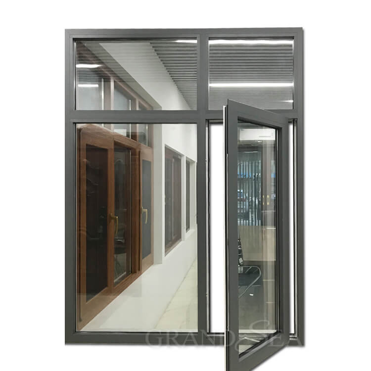 Thermal Break Grey Color Aluminum Casement Window