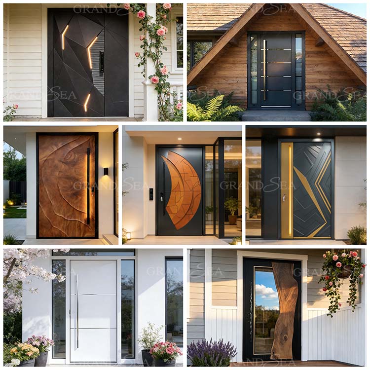 contemporary exterior pivot door