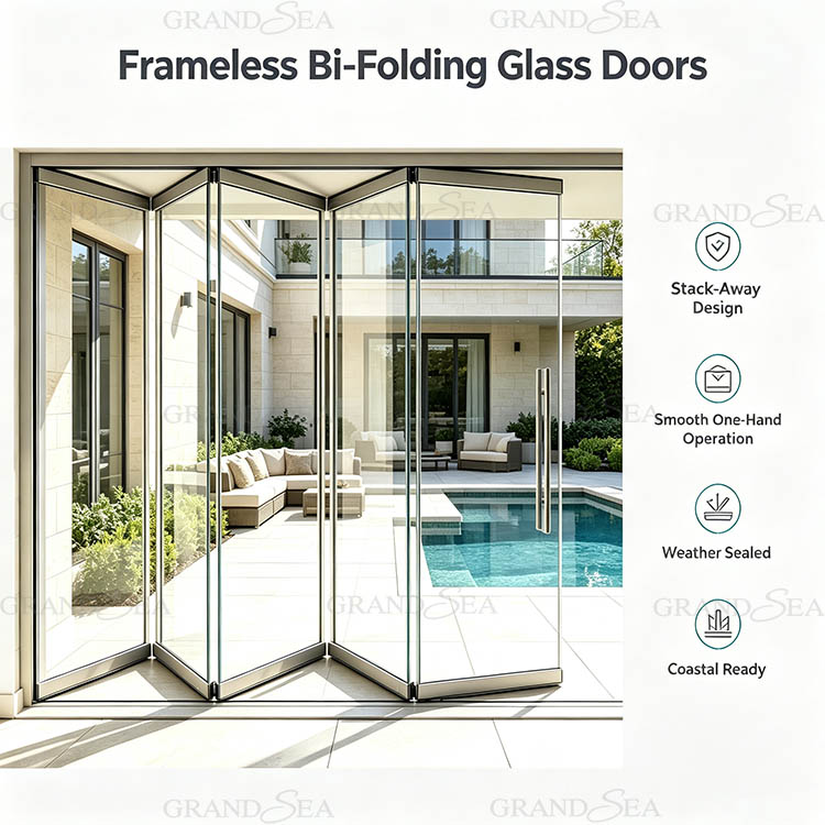 frameless glass folding doors