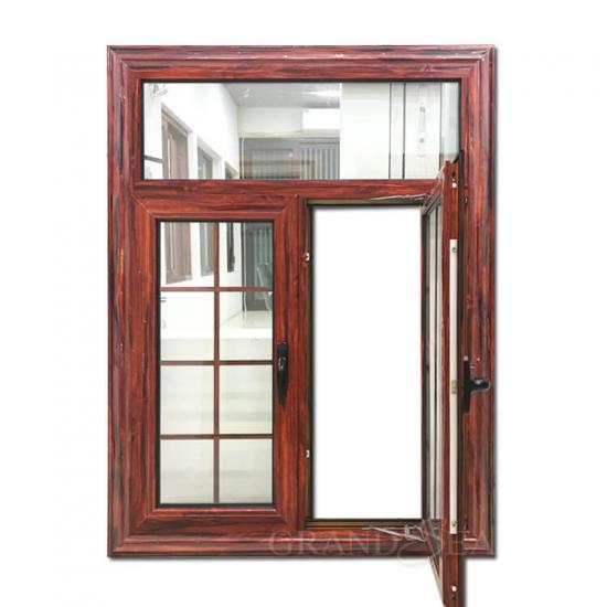 Wooden color aluminium casement window