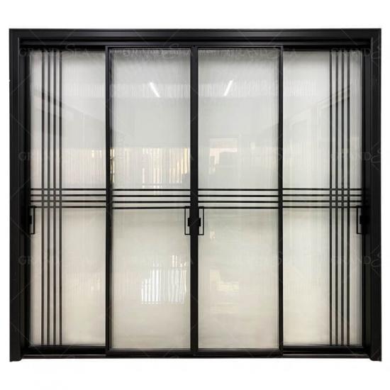 diseños de puertas correderas de vidrio de aluminio negro