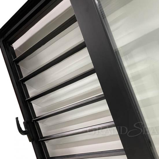 sliding door with glass louvers