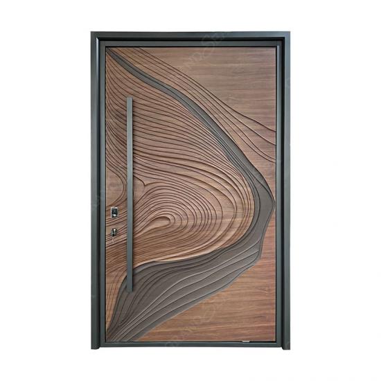 puerta delantera pivotante de madera