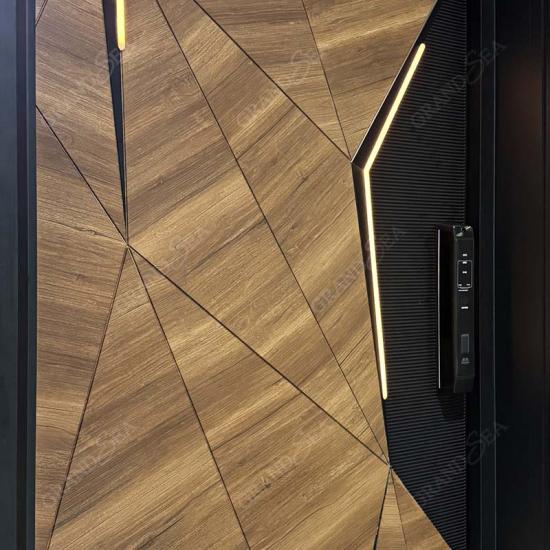 arched carved wood doors