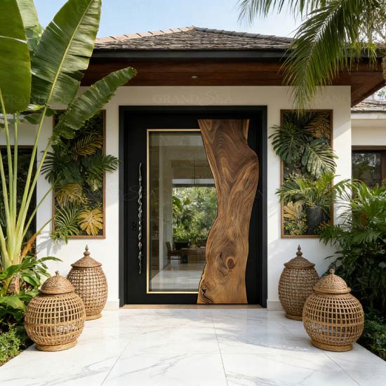 puerta pivotante horizontal de vidrio