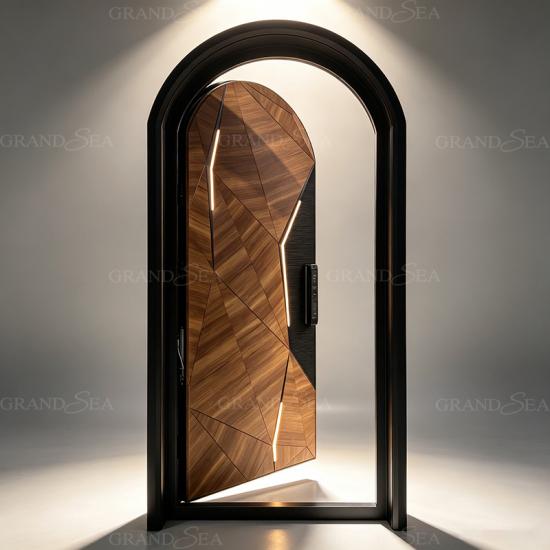 puertas arqueadas de madera tallada
