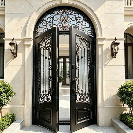 arched wrought iron door