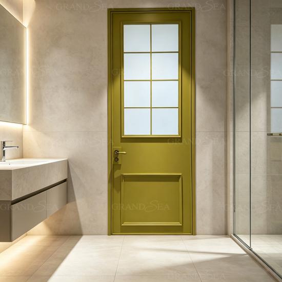 Puerta retro de aluminio con vidrio esmerilado