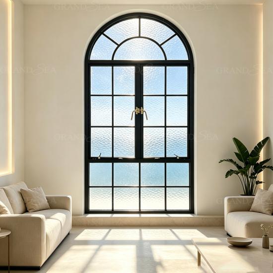 Ventanas abatibles arqueadas de vidrio esmerilado