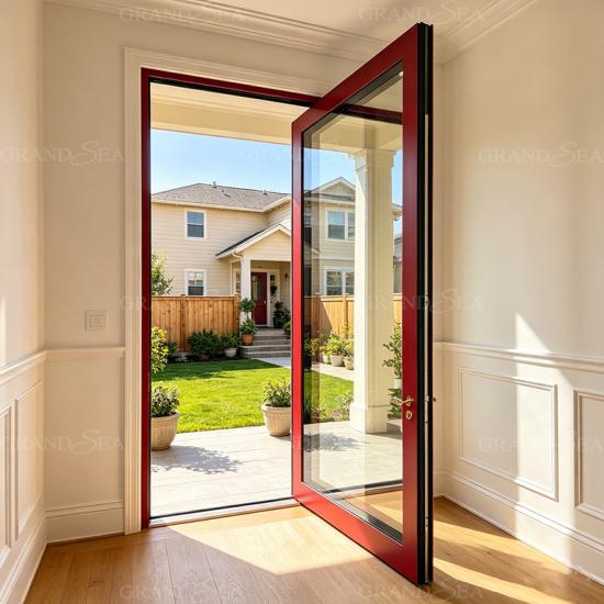 puerta pivotante de aluminio y vidrio