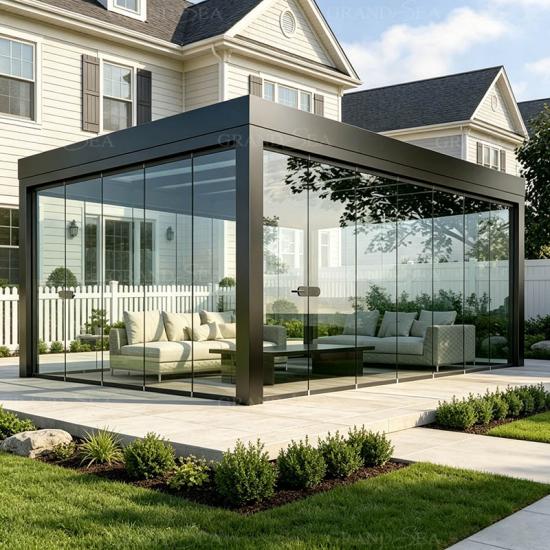 pérgola impermeable de aluminio motorizada