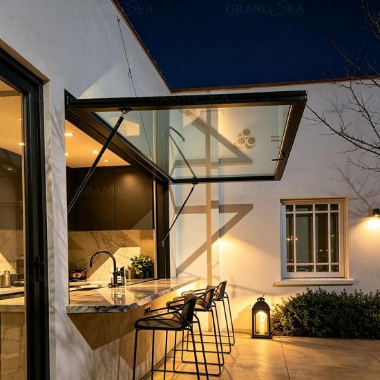 ventana abatible con marco de aluminio